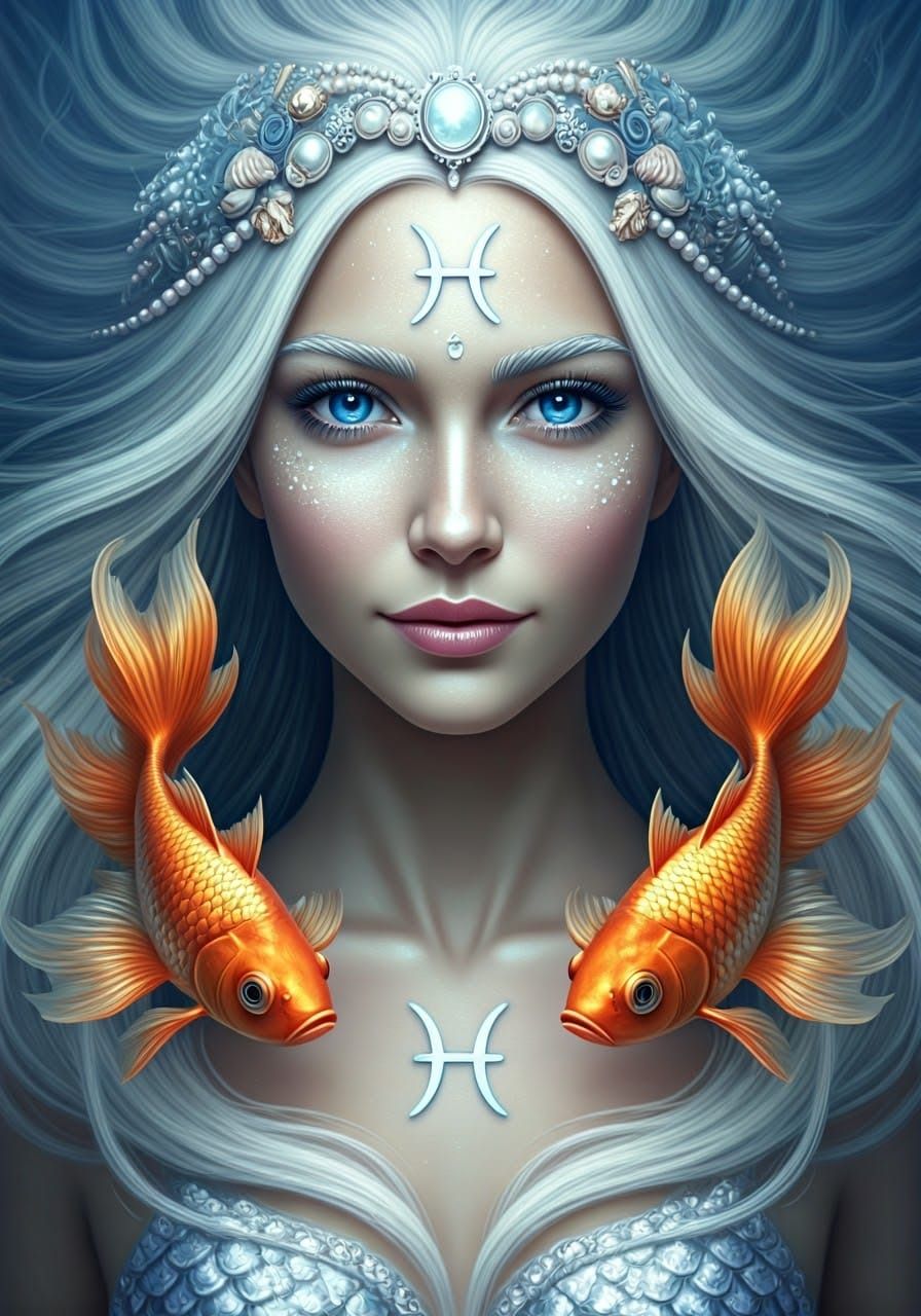 Surreal Mermaid in Shimmering Bronze-Orange Waters