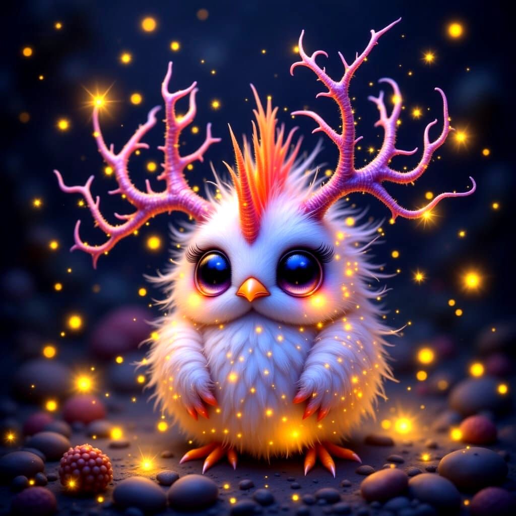 Cute Alien Chicken with Glowing Spines