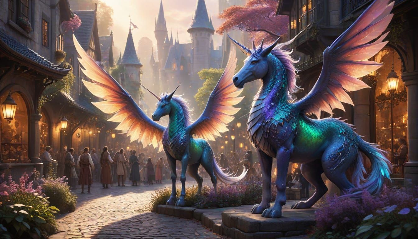 Whimsical Fantasy Realm in Vibrant Colors