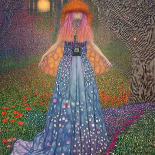 Magical Forest Network in Klimt-Inspired Style