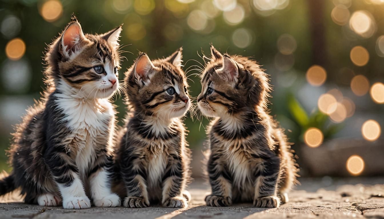 Cute Kittens Play in Natural Light Photography