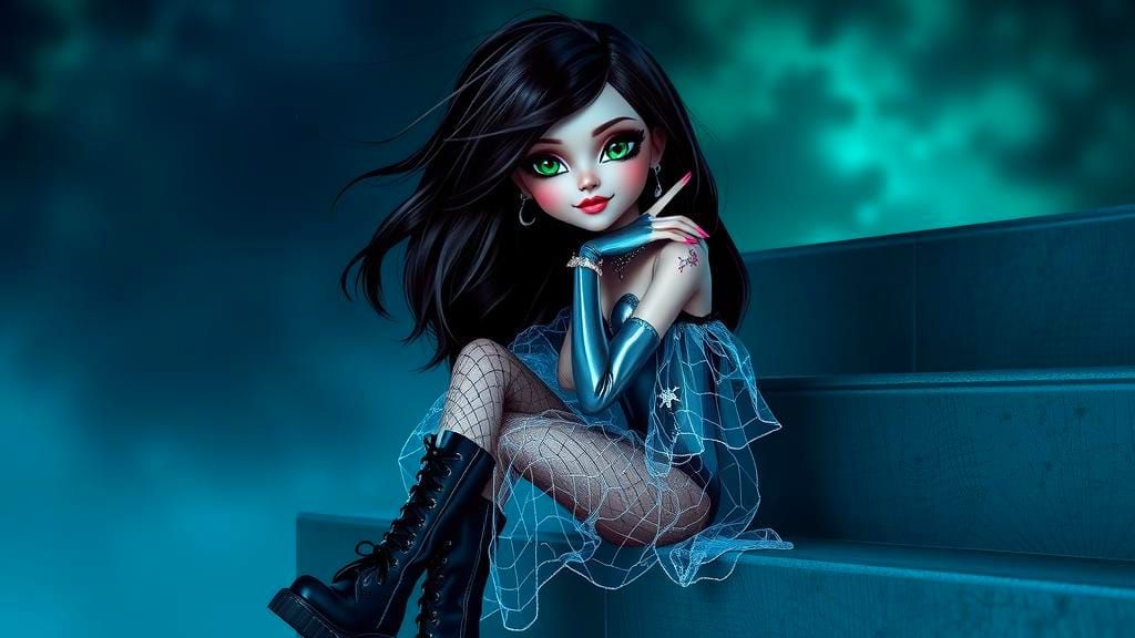 Holographic Bratz Doll in Vibrant Anime Style