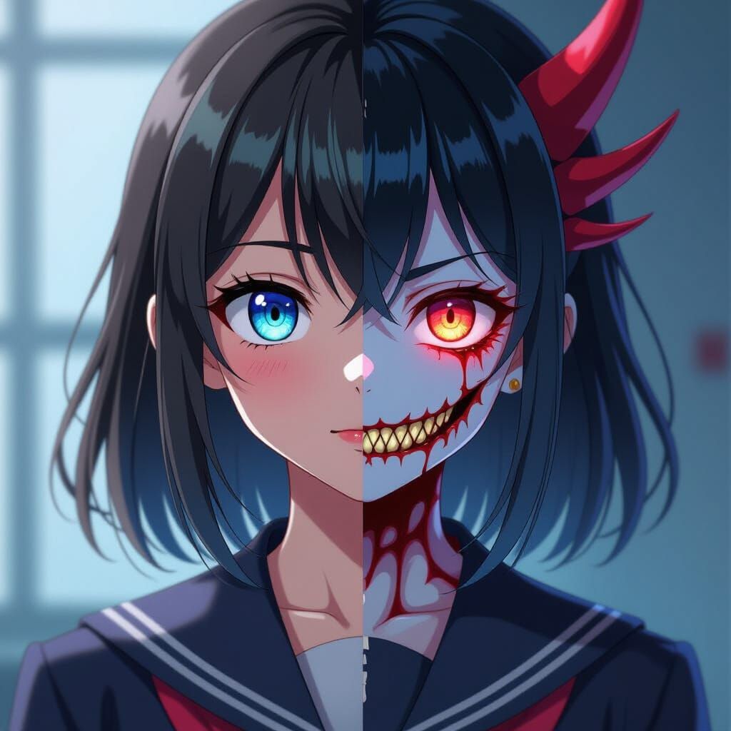 Anime Schoolgirl's Dual Nature Revealed