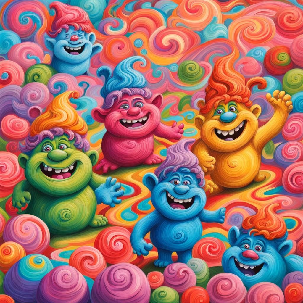 Trolls in Candyland: Impasto Gouache Painting