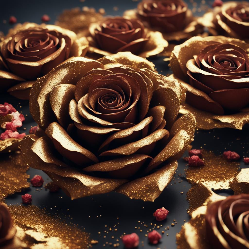 Chocolate Rose Bouquet with Gold Glitter