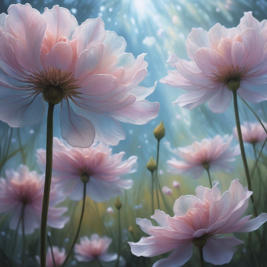 hyperdetailed Metaphysical Painting (ethereal translucent la...