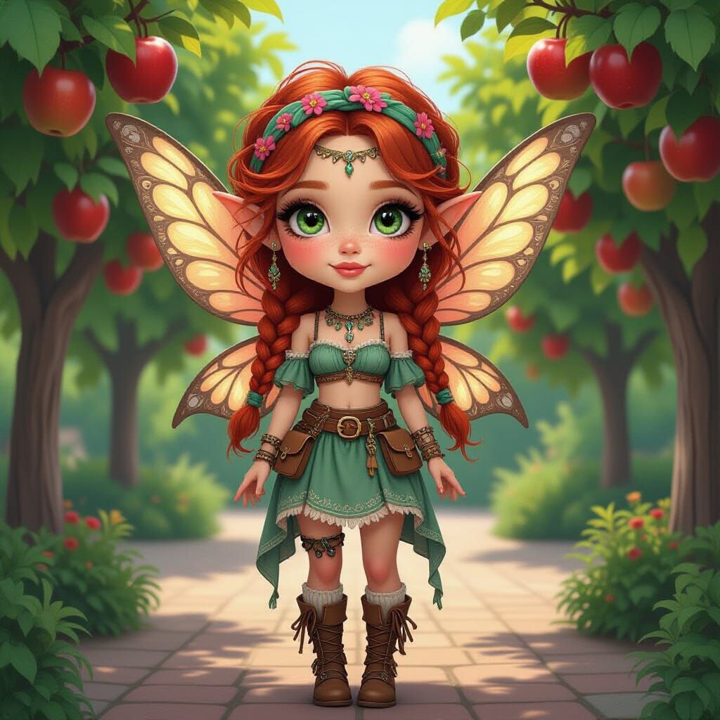 Whimsical Fairy in Florida Apple Orchard