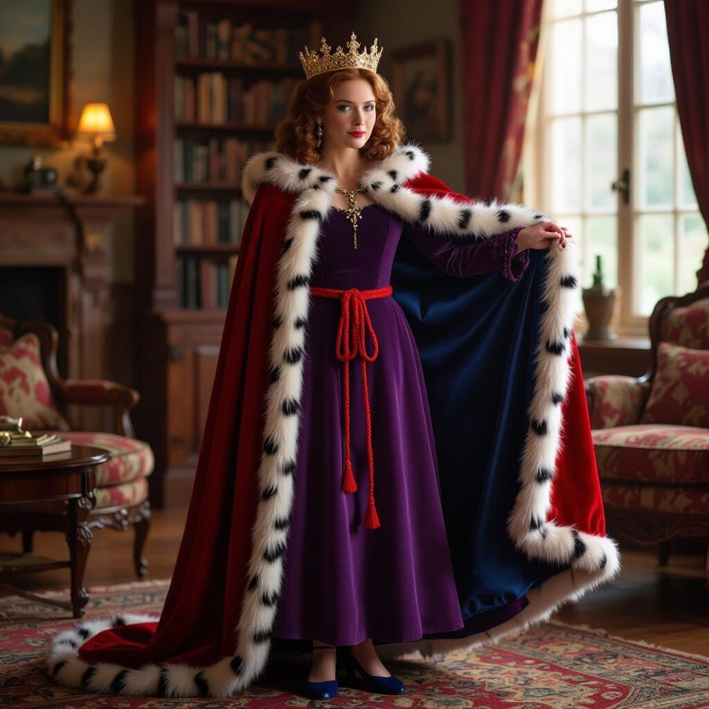 Miss Honey in Regal Attire, Watercolor Style