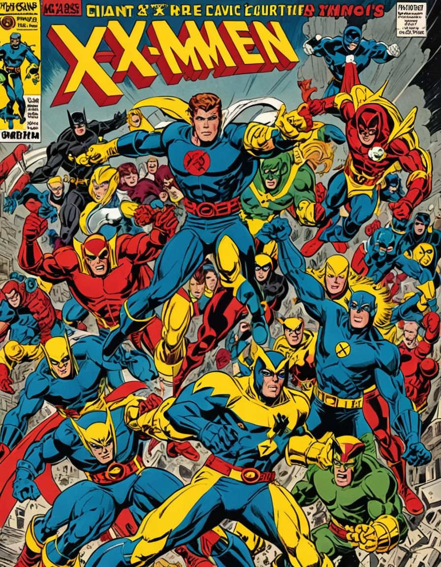Giant Size X-Men Cover Art in Retrofuturistic Style