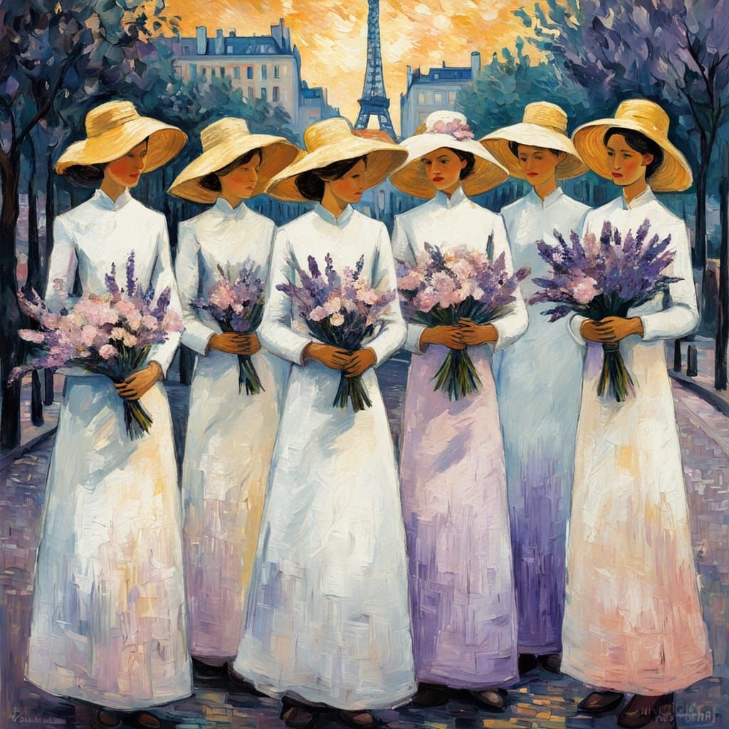 Impressionistic Women with Flowers in Paris