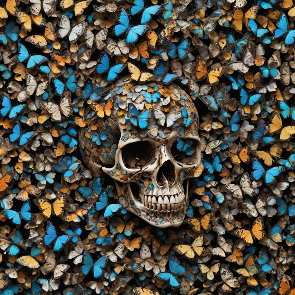 Butterfly Skull Macro Photography in Rowan Kunz Style