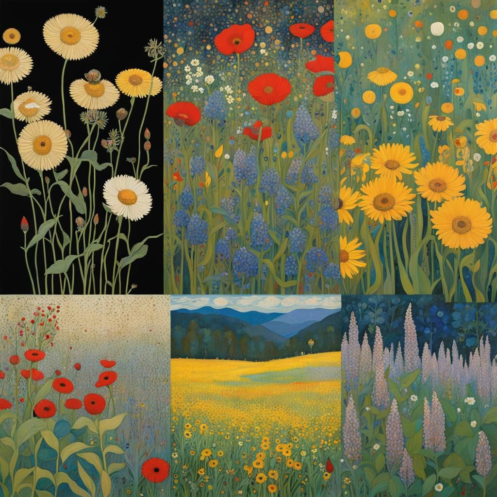Wildflowers in Vibrant, Symbolic Artistic Style