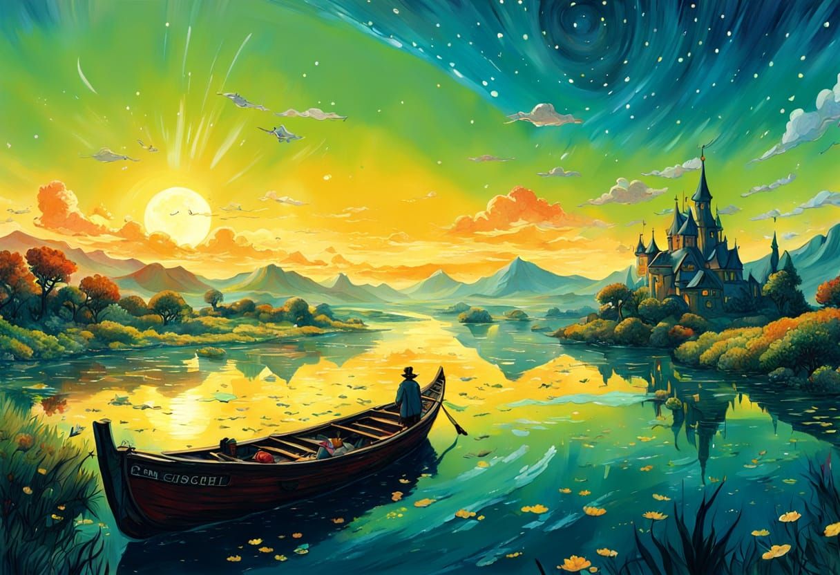 Whimsical Sci-Fi Fairytale Illustration in Colorful Style