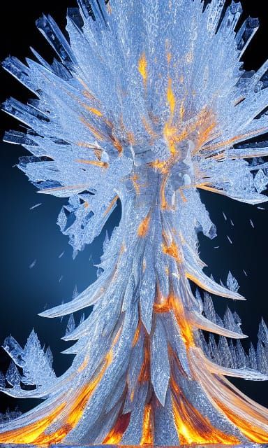 Fiery Crystal Redwood: Epic Sci-Fi Concept Art