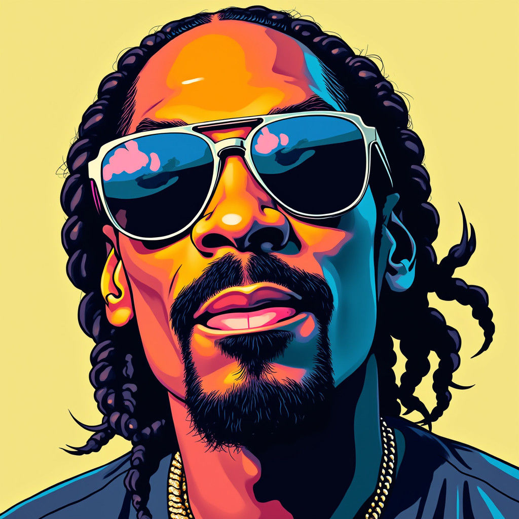 Pop Art Portrait with Braids and Sunglasses