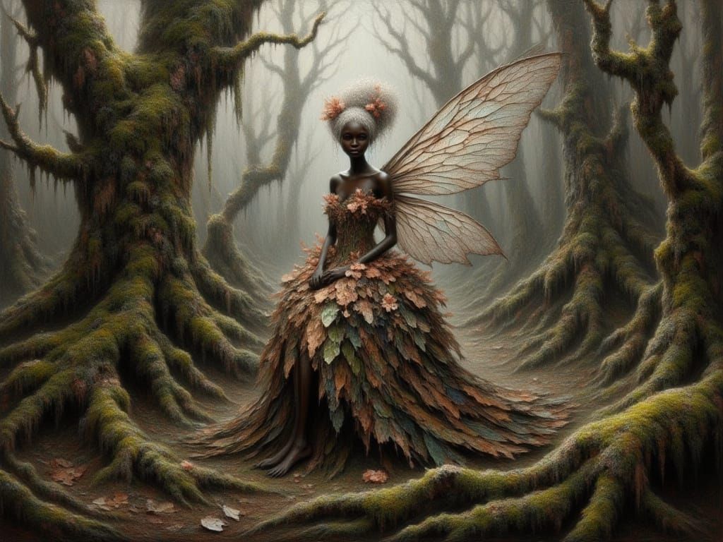 Whimsical Wood Fairy in Sun-Dappled Forest