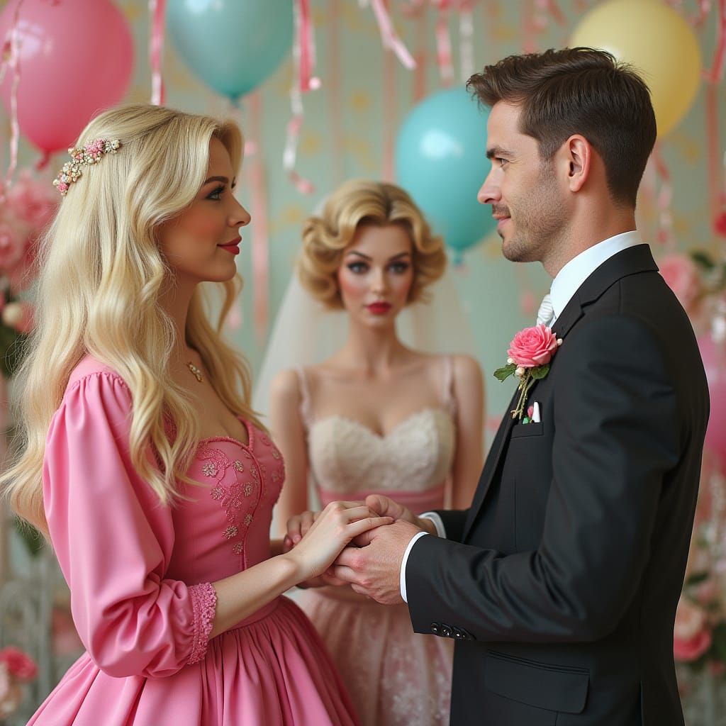 Surreal Wedding with Mannequin Bride in Glamorous Style