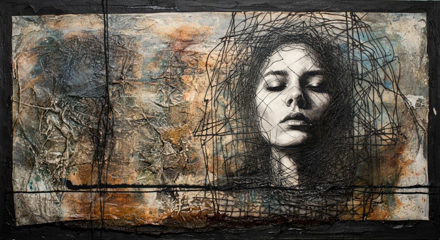 Textured Ink Art in Impasto Style