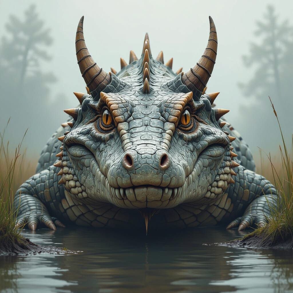 Aquatic Serpent with Horn in Mystical Realism Style