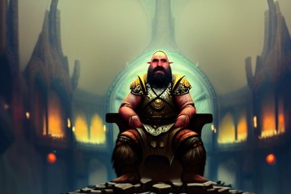 Dwarven King on Throne: Dark Fantasy Masterpiece