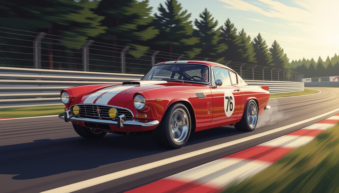 Red 1967 Sunbeam Tiger Race Car Speeds at Le Mans