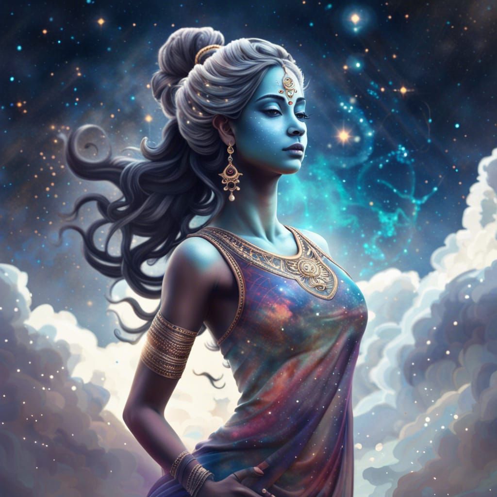 Celestial Yoga: An Alluring Woman in Space