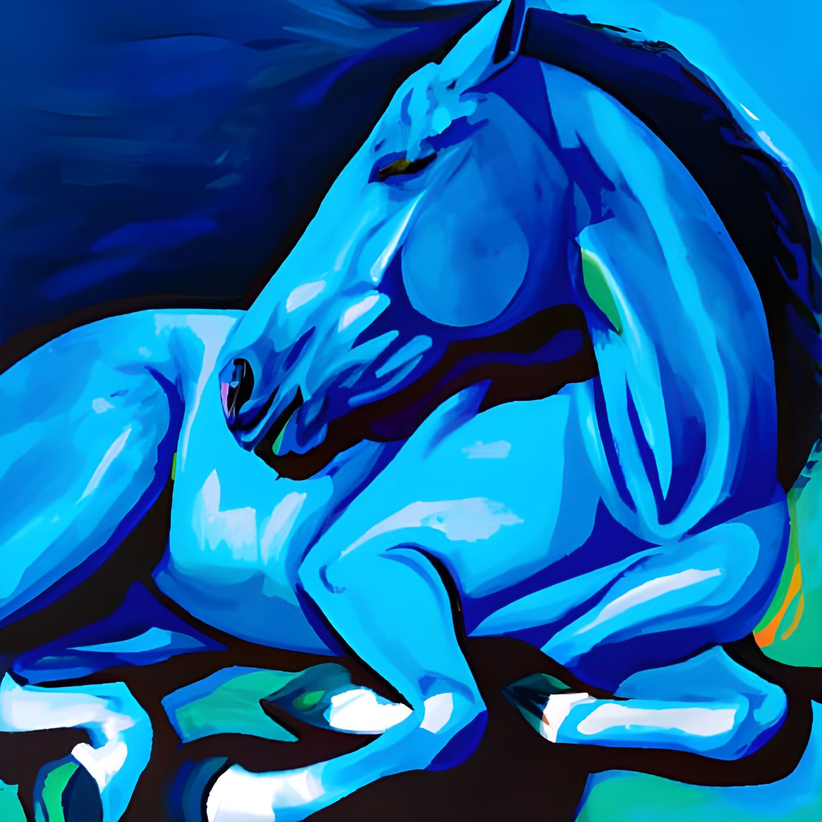 Dreaming Blue Horse (Homage to German Expressionist Franz Marc)