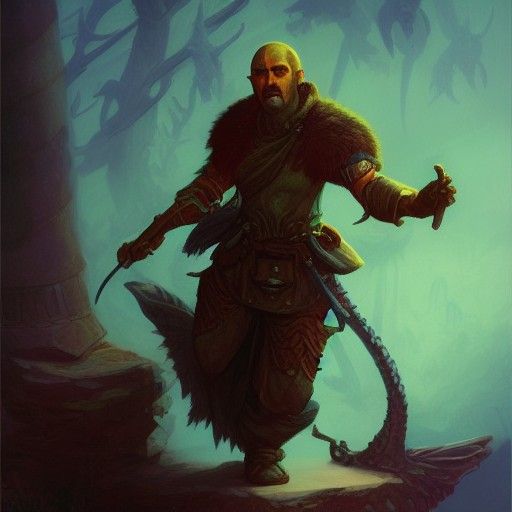 Fantasy Warrior Character Token in Digital Painting Style