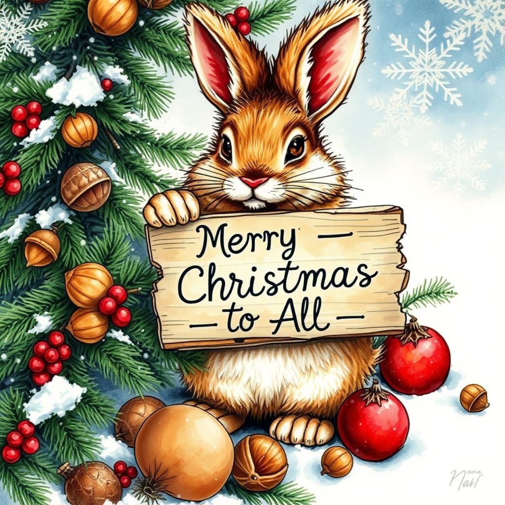 Whimsical Christmas Bunny Spreads Holiday Cheer