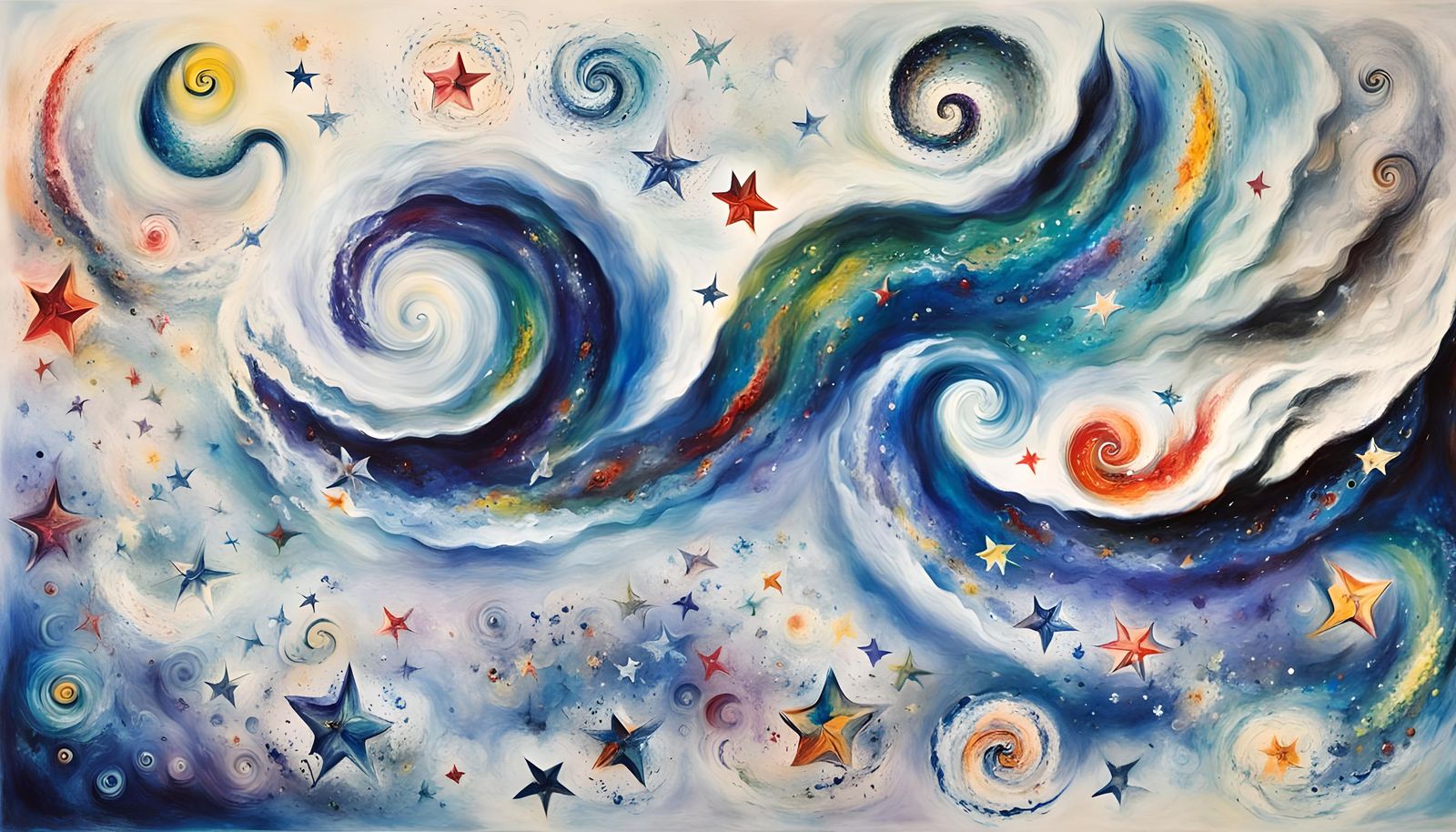 Dreamy Star Maelstrom in Naive Art Style
