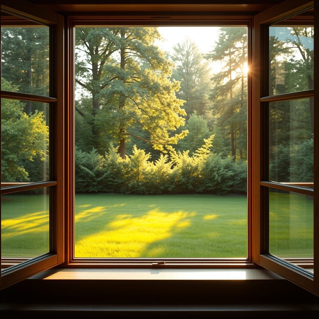 Household Window Framing a Dramatic Backyard Scene in Hyperr...