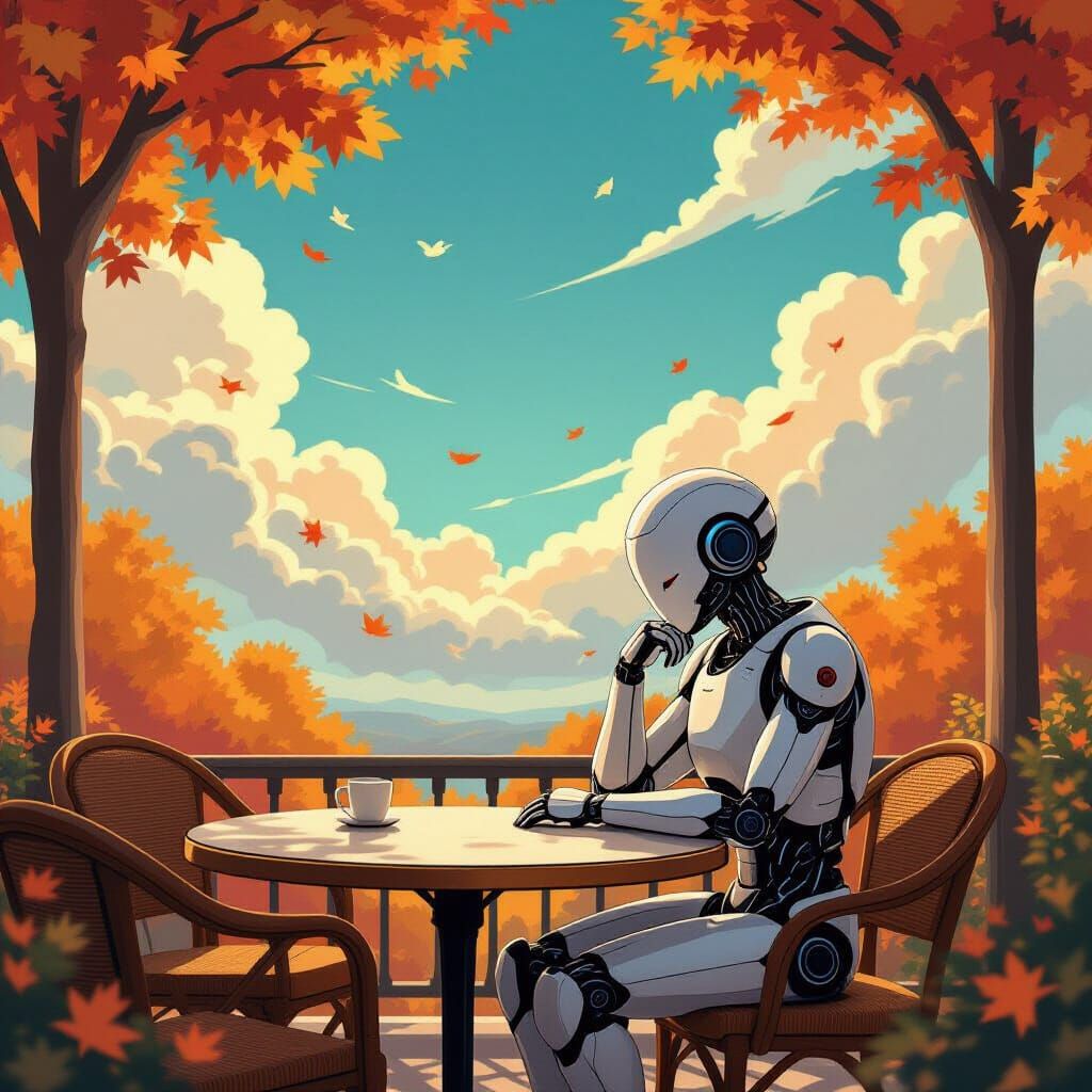 sentinel sentient ai ponderin' at café