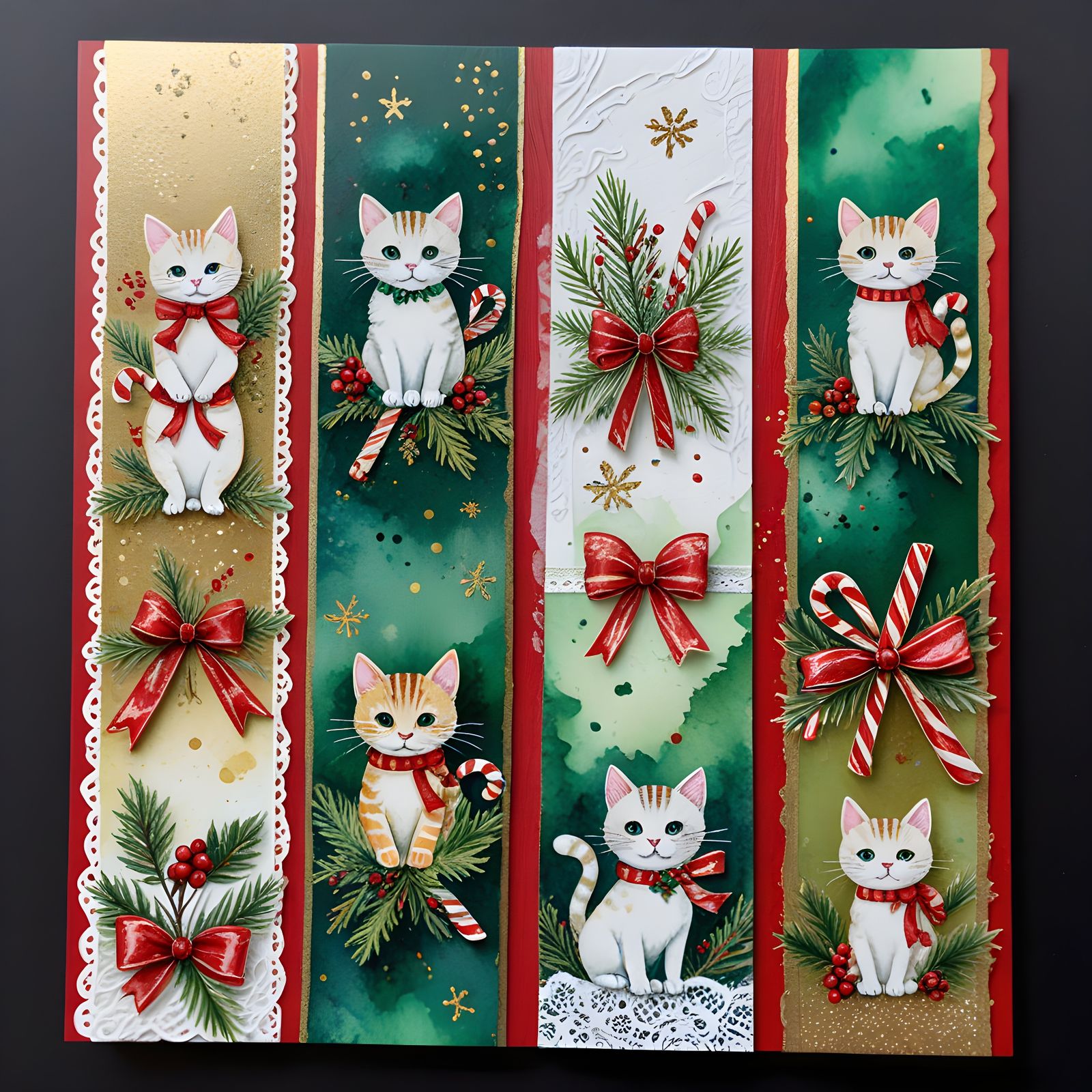 Whimsical Watercolor Christmas Scenes in 7 Vibrant Panels