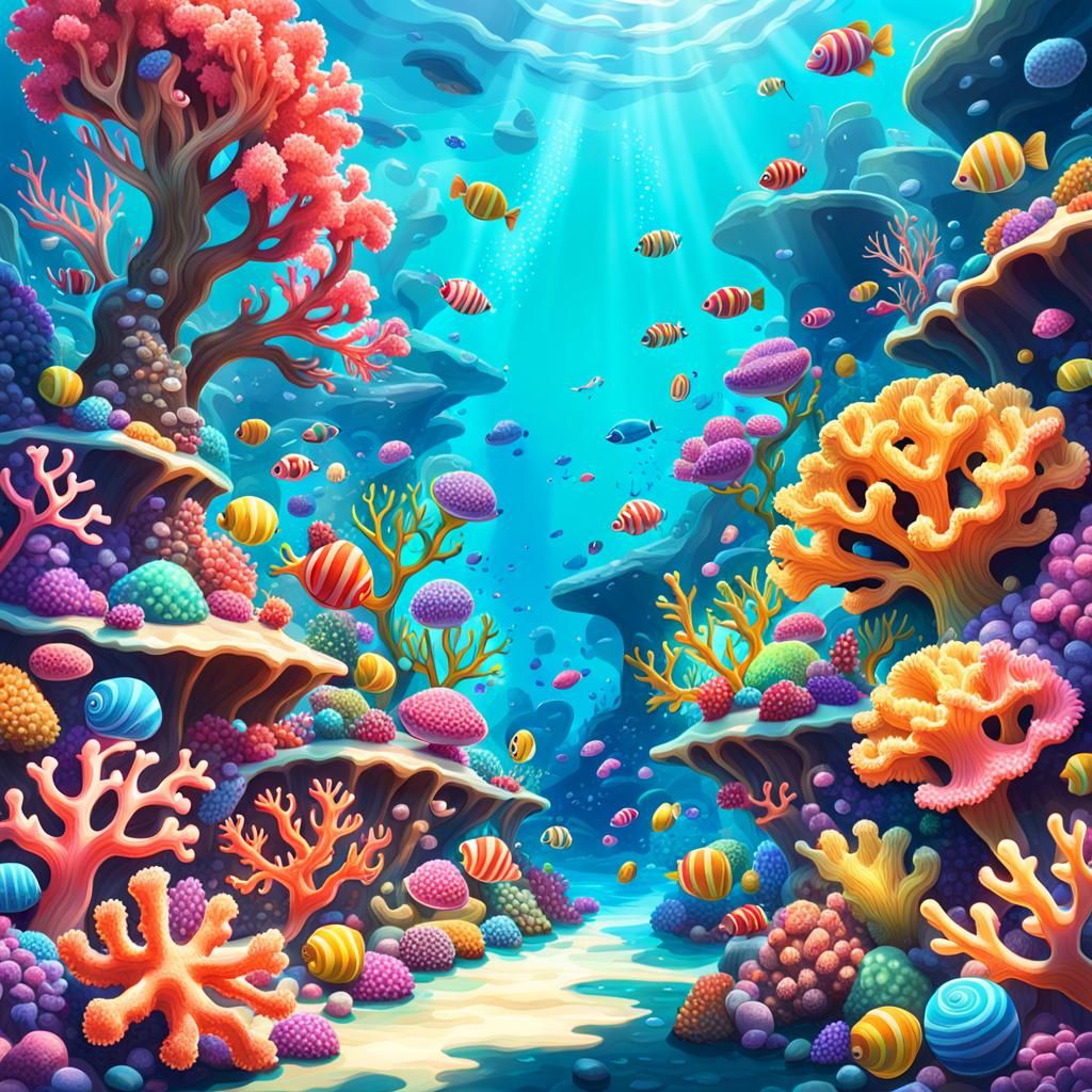 Candy Art Coral Reef: Whimsical Underwater Scene