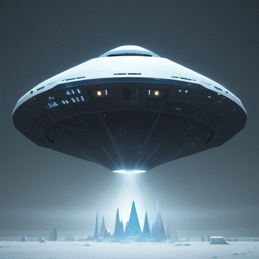 Futuristic UFO Descends in Snowy Wasteland