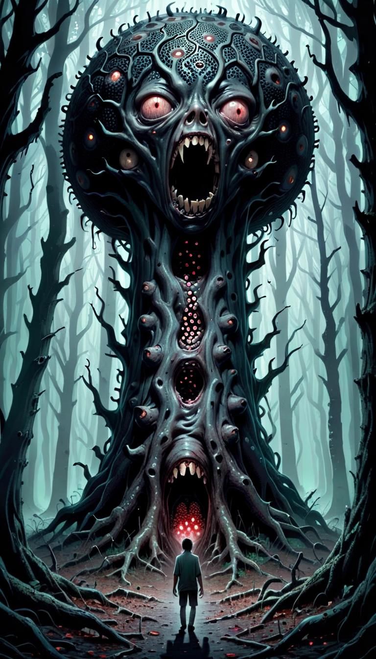 Dark woods with no escape. Mind shatters, demons, trypophobi...