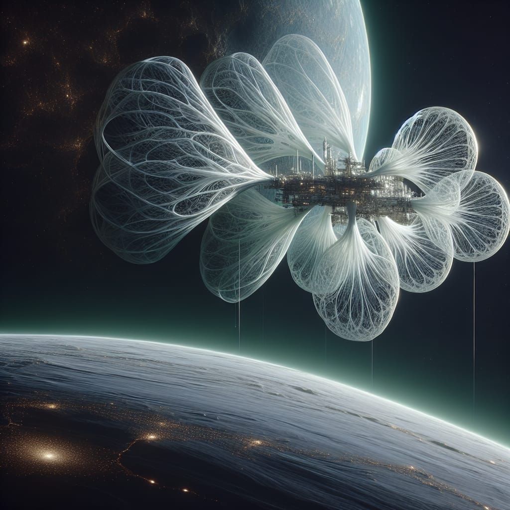 Fluorine Space Station in Orbit: Fantasy Concept Art