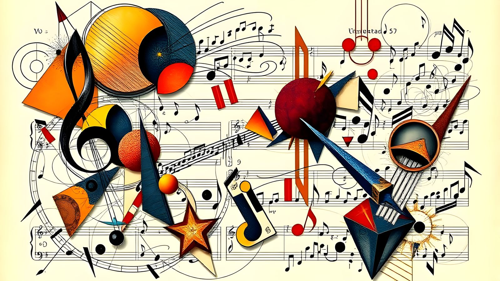 Geometric Abstract Art: Musical Score Composition
