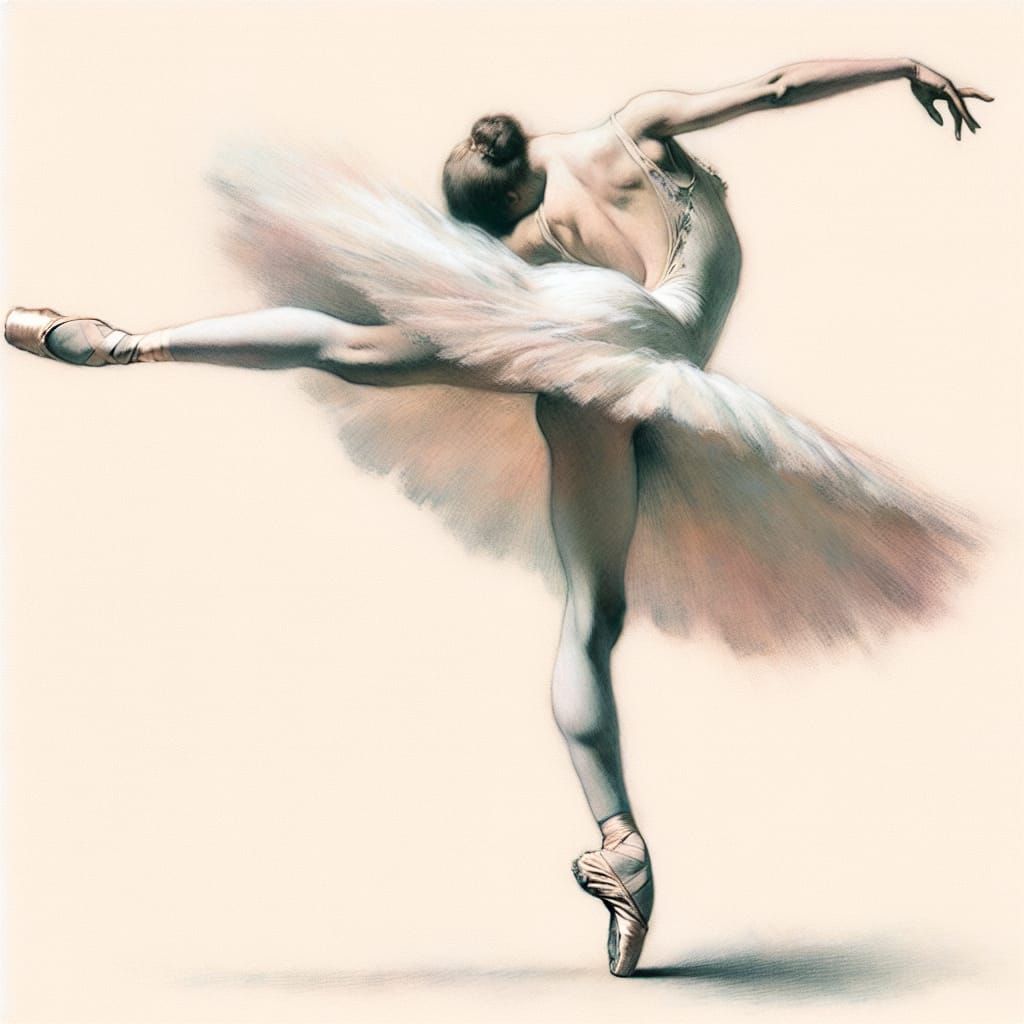 Elegant Ballerina in Impressionistic Pastel Style