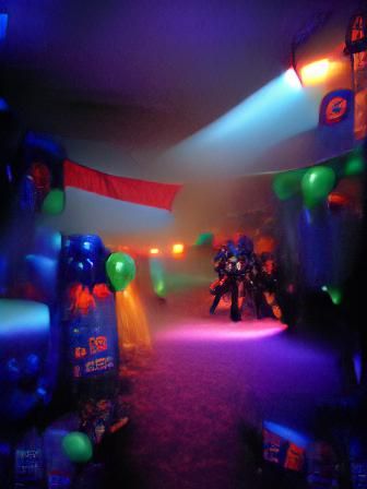 Nostalgic 2000s Laser Tag Party with Volumetric Lighting