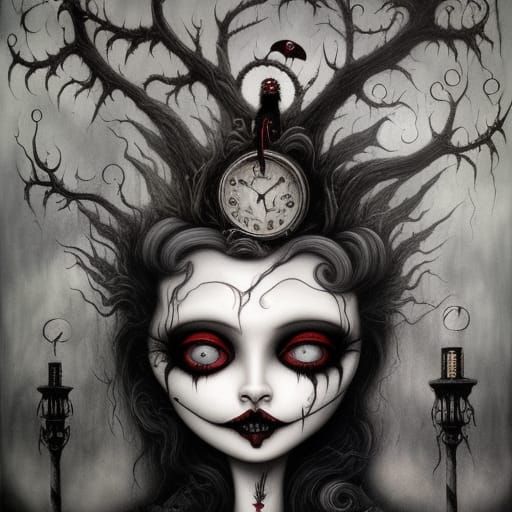 Eerie Circus Painting in Gothic Surrealism Style