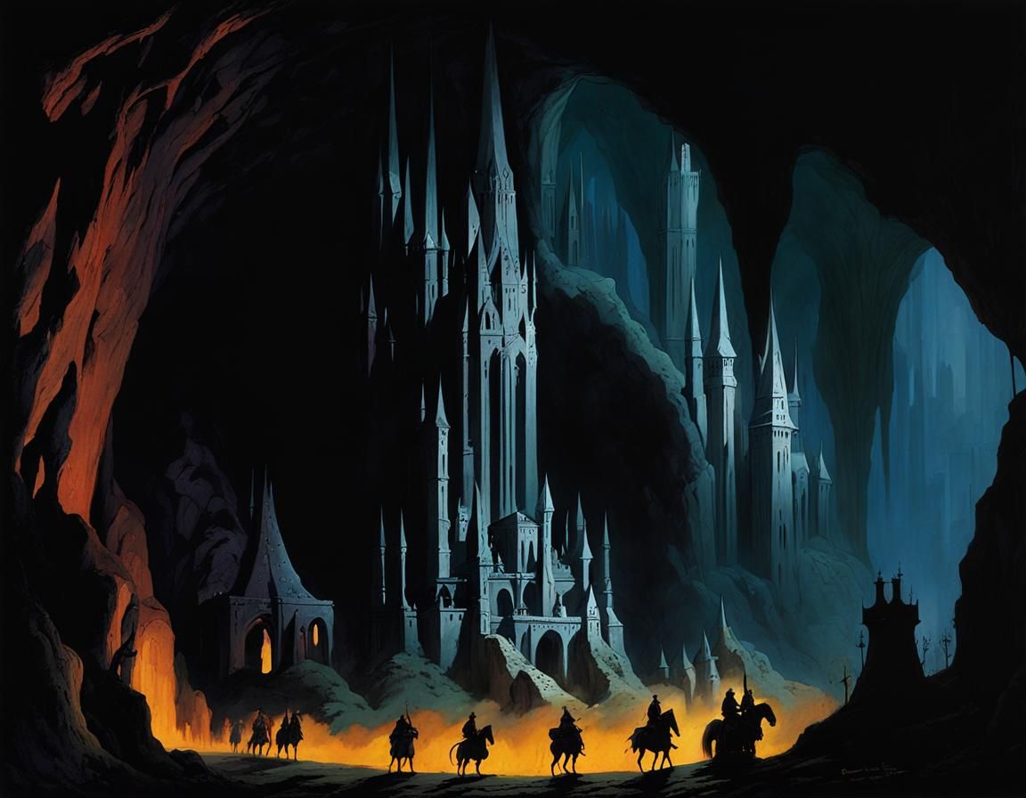 Grimdark Underground City in Dark Fantasy Style