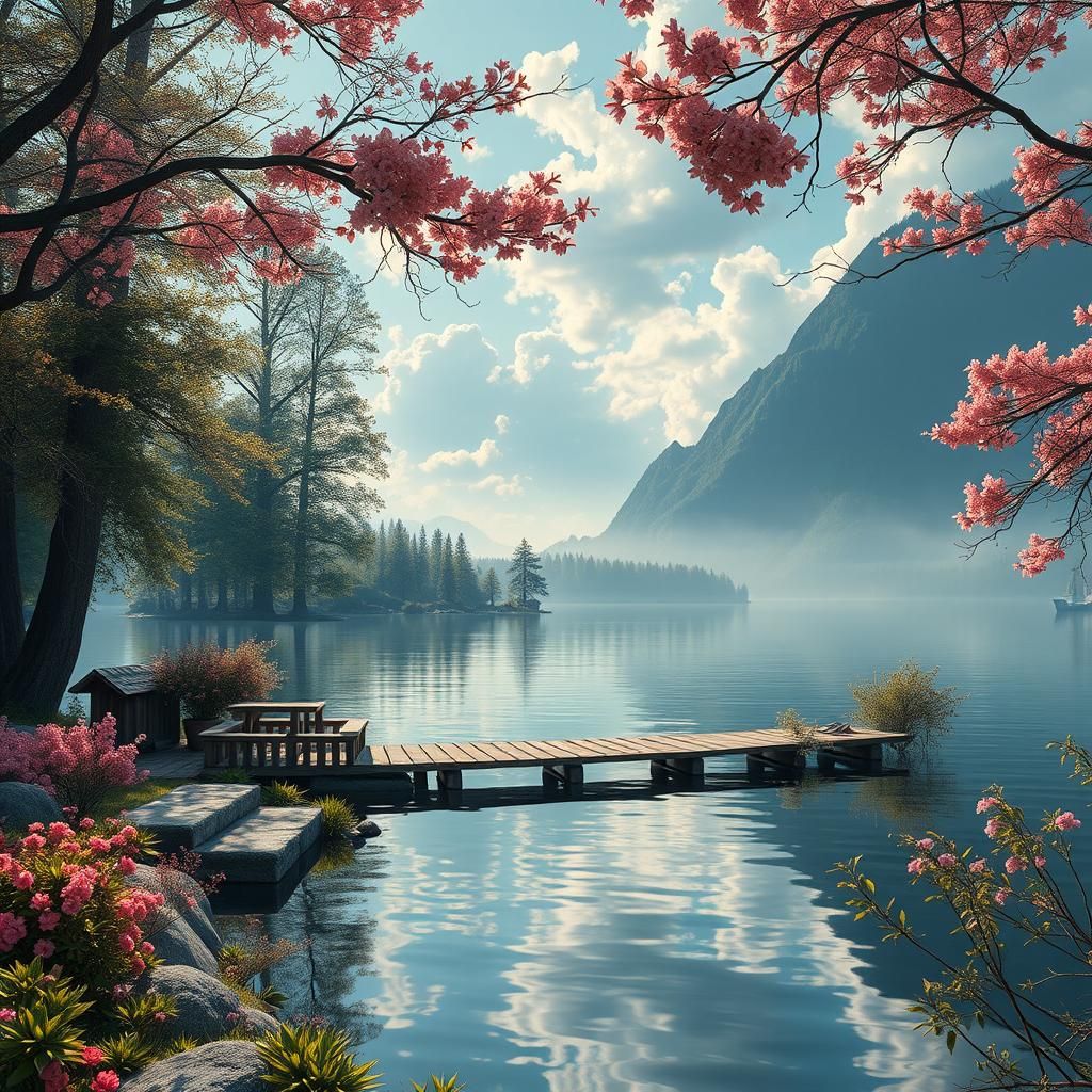 Lakeside Resort in Superrealism Style, 8K Unreal Engine