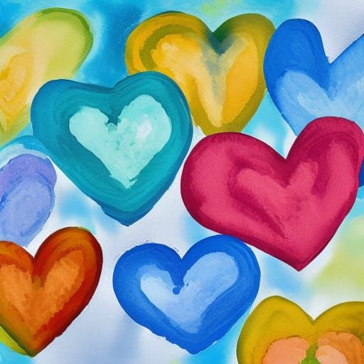 Impressionist Hearts in Gouache and Watercolor