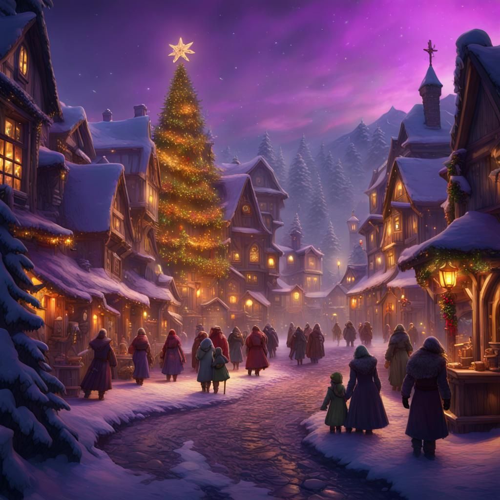 Dark Fantasy Christmas Village Concept Art