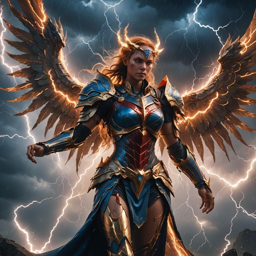 Angelic Demon in Stormy Skies: Fantasy Concept Art