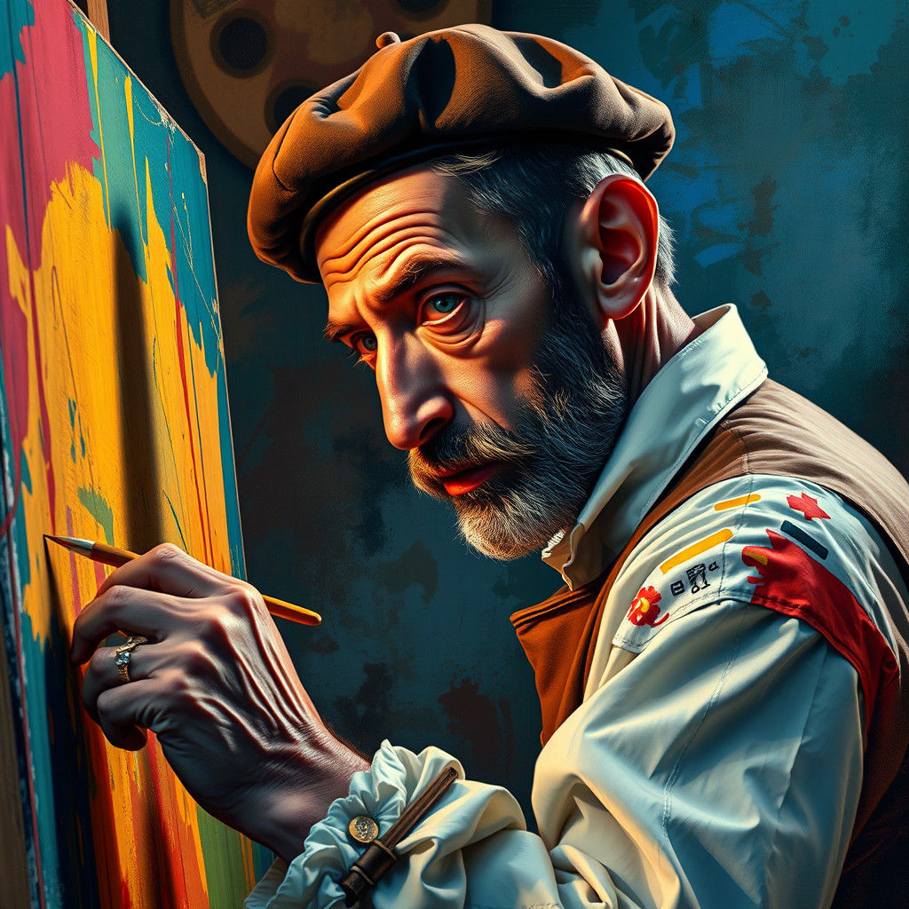 Picasso Painting with Bold Brushstrokes