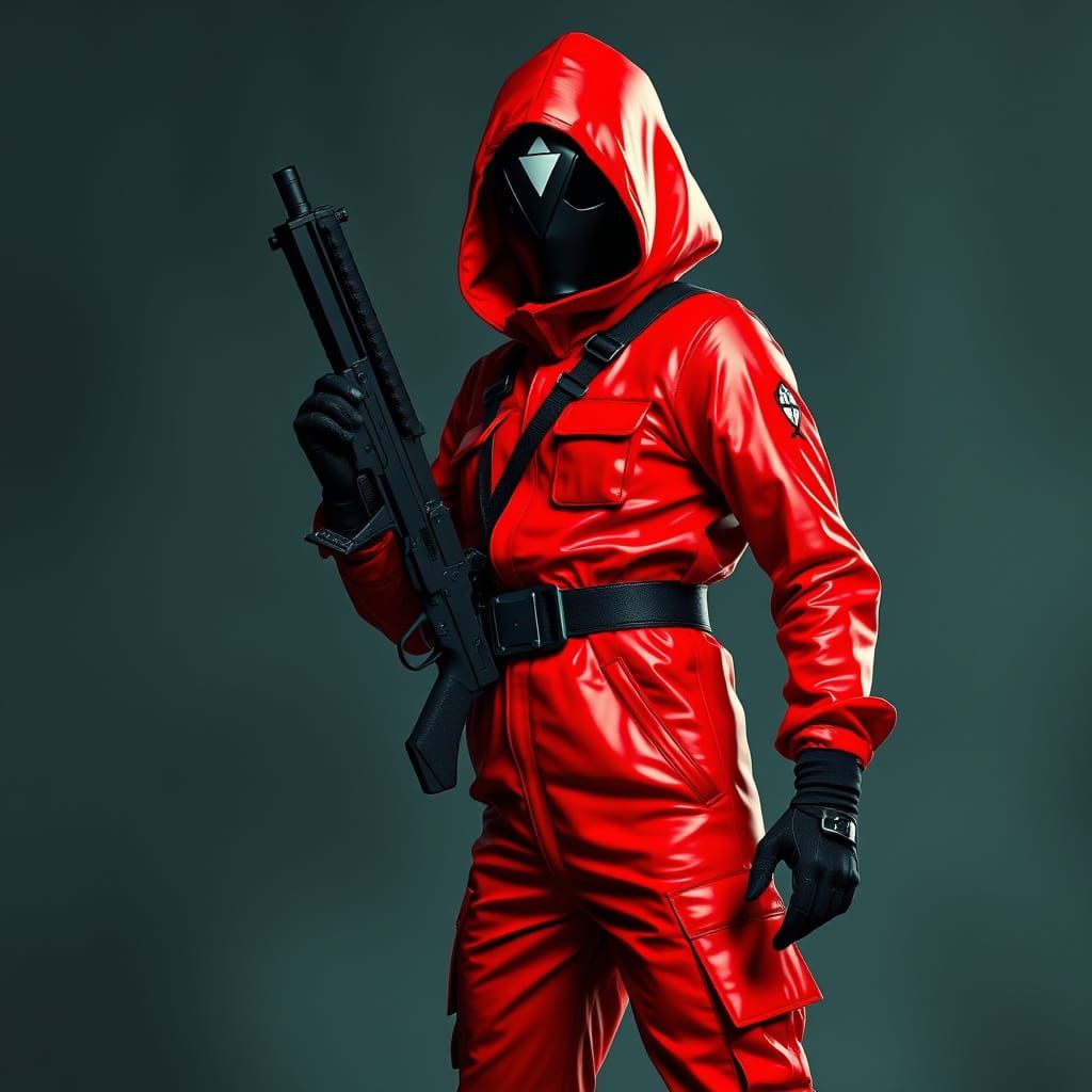 Squid Game Guard in Dystopian Industrial Style