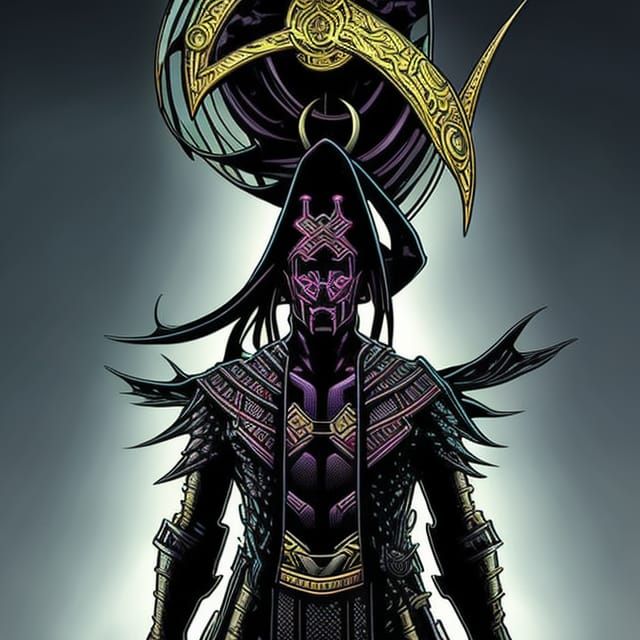 Techno-Voodoo Priest in Hyperdimensional Mesh Comic Art