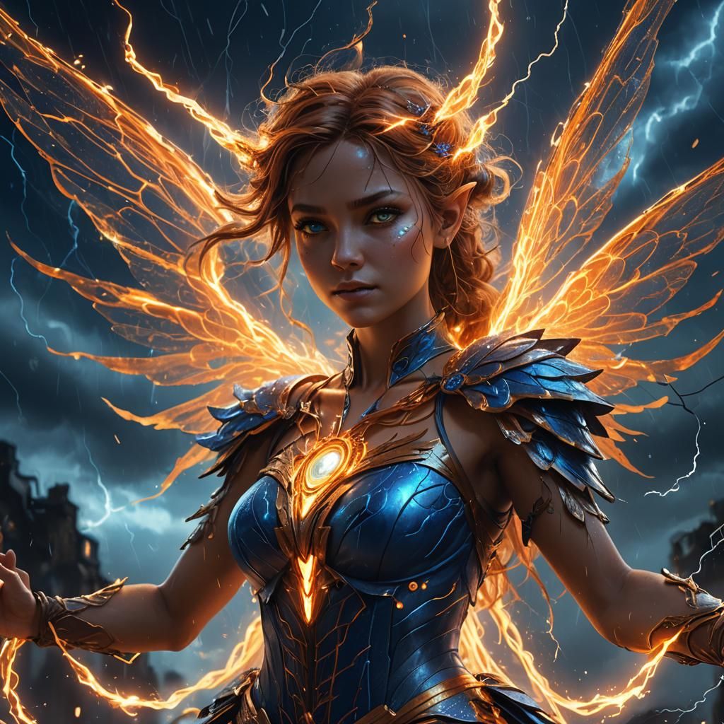 Electric Fairy Sparking in a Stormy Sky